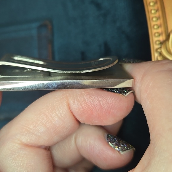 Silver and Black Checkered Stainless Steel Money Clip Brand New - Picture 4 of 6